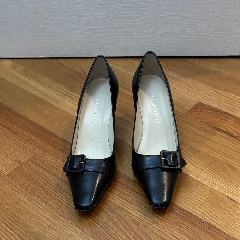 Bruno Magli navy blue Leather Heels with Buckle